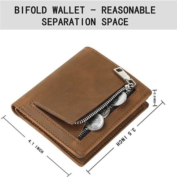 Mens Wallets Bifold Leather with 9 Slots RFID Blocking Larger Capacity Leather - Picture 2 of 6